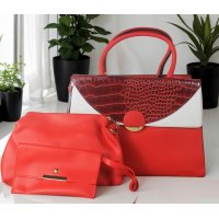 H1570 - Stylish Red 3pc Handbag Set